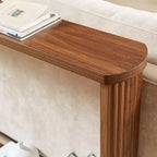 TUYOHW 70 Tavolo Consolle, Tavolo Divano Moderno a Onda con Ripiano Aperto, Tavolino Stretto in Legno con Piano Spesso per Corridoio, Ingresso, Soggiorno