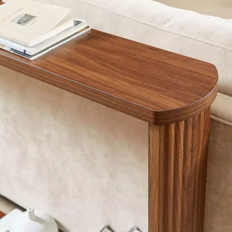 TUYOHW 70 Tavolo Consolle, Tavolo Divano Moderno a Onda con Ripiano Aperto, Tavolino Stretto in Legno con Piano Spesso per Corridoio, Ingresso, Soggiorno