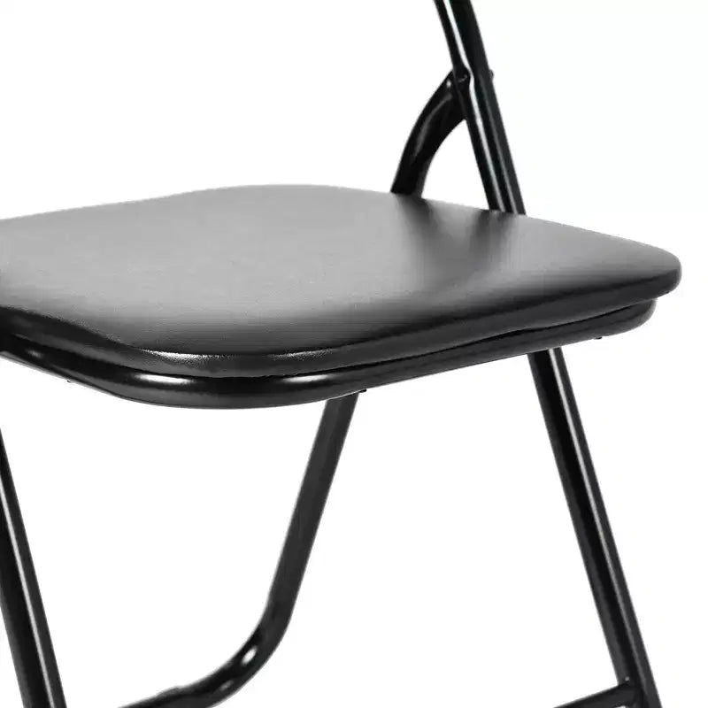 HomeRoots Set di Due Sedie Pieghevoli in Ecopelle Nera e Acciaio