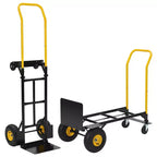 Carrello con Ruote - Capacità 180 kg Carrello a Mano Robusto con 4 Ruote Antiforatura, Carrello a Mano 2 in 1