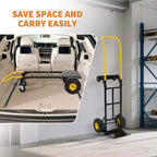 Carrello con Ruote - Capacità 180 kg Carrello a Mano Robusto con 4 Ruote Antiforatura, Carrello a Mano 2 in 1