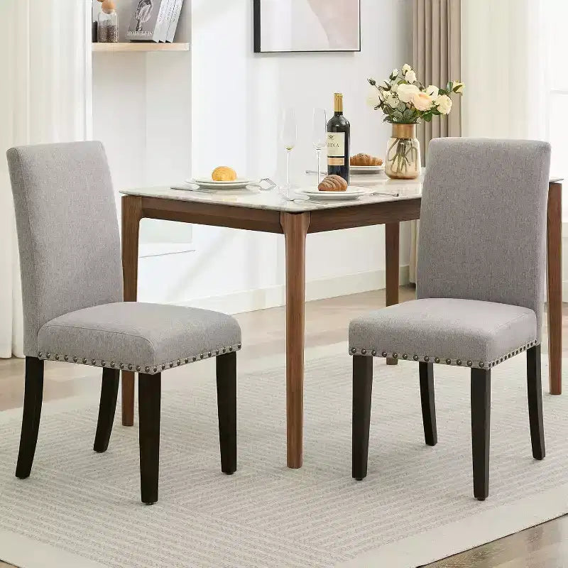 COZONY Sedie da pranzo imbottite Parsons, sedia laterale in tessuto di lino con gambe in legno per sala da pranzo, cucina, ristorante, soggiorno